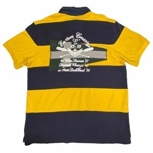 Nautica Sportswear Y2K Rugby Stripe Polo Shirt Mens Yellow Blue XL Sailing Retro